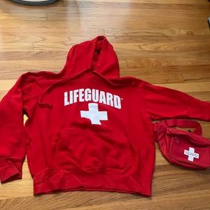 Lifeguard costume sweatshirt Fanny pack Halloween men women boys girls Medium